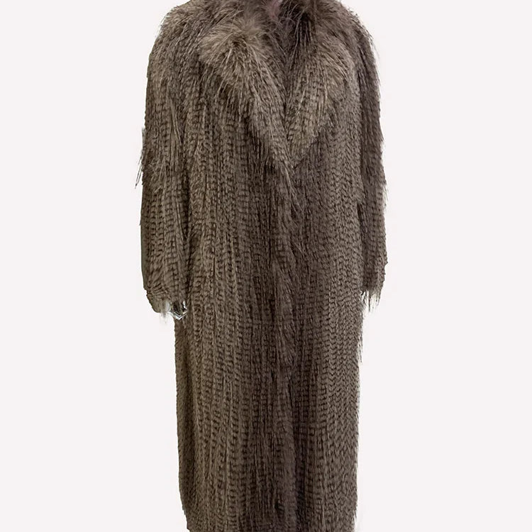 Nerazzurri Winter Clothes Women Long Thick Warm Soft Hairy Shagge Colorful Multicolored Fluffy Faux Fur Coat Women Sashes