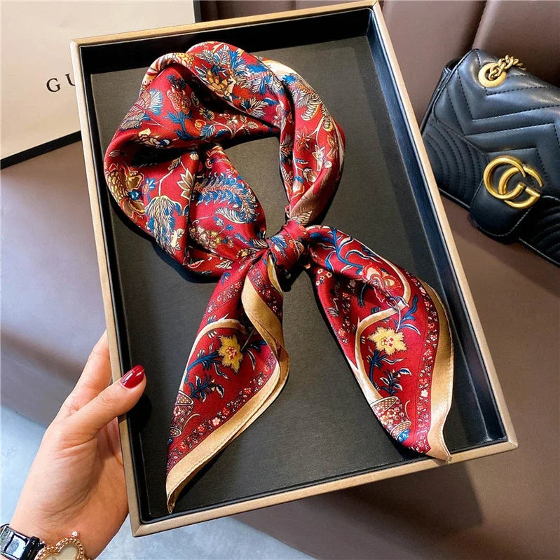 Square 100% Real Silk Scarf Women Bufanda Shawls Wraps for Lady Neckerchief Natural Foulard Femme Bandana Scarves Pashmina 2023 18231 68x68cm