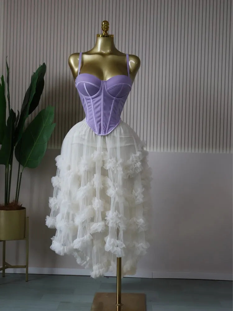 CM.YAYA Women's Dress Set Tunic Irregular Crop Top and Irregular Ball Gown Maxi Long Skirt Suit 2025 Two 2 Piece Set Outfits