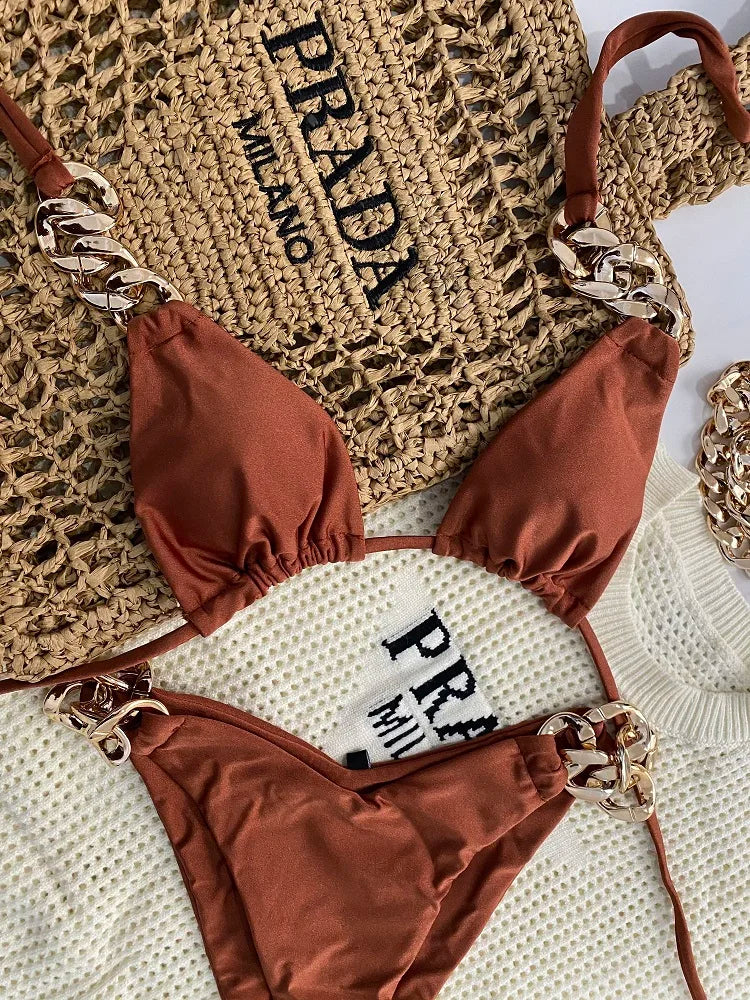 RUOTONGSEPT New Sexy Bikini 2023 Triangle Bathing Suit for Women Brazilian Bikini Set 2-piece Halter Swimwear Push Up Swimsuit F04