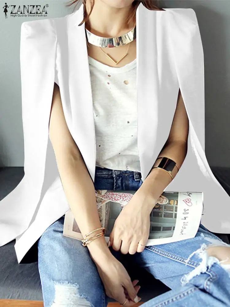 ZANZEA Autumn Shawl Collar Split Sleeve Coat 2023 Women Cloak Blazer Fashion Solid OL Cape Office Casual Suit Jacket Workwear