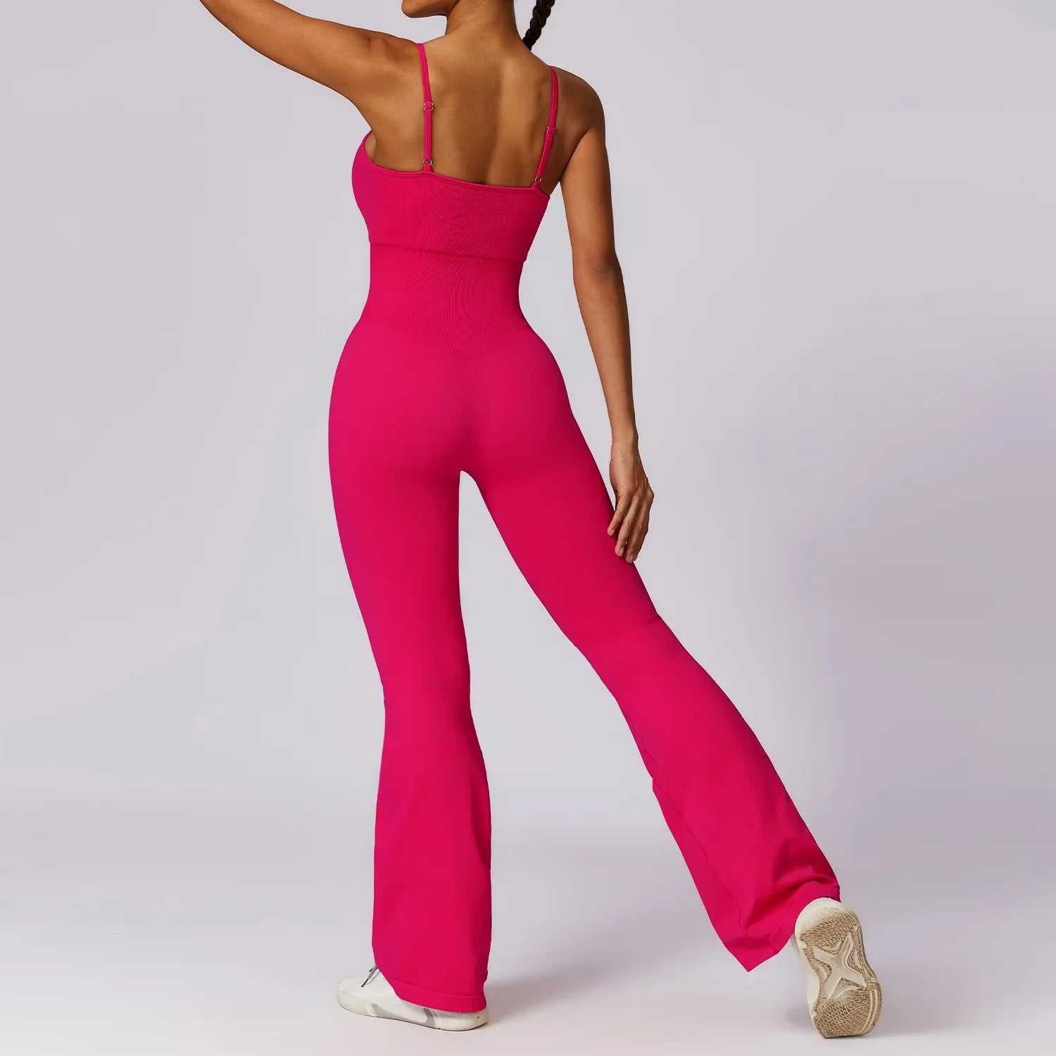 Seamless Jumpsuit Gym Set Women Training Yoga Suit Sportswear Women Sports Jumpsuit Fitness Rompers Stretch Workout Bodysuits Rose red CHINA