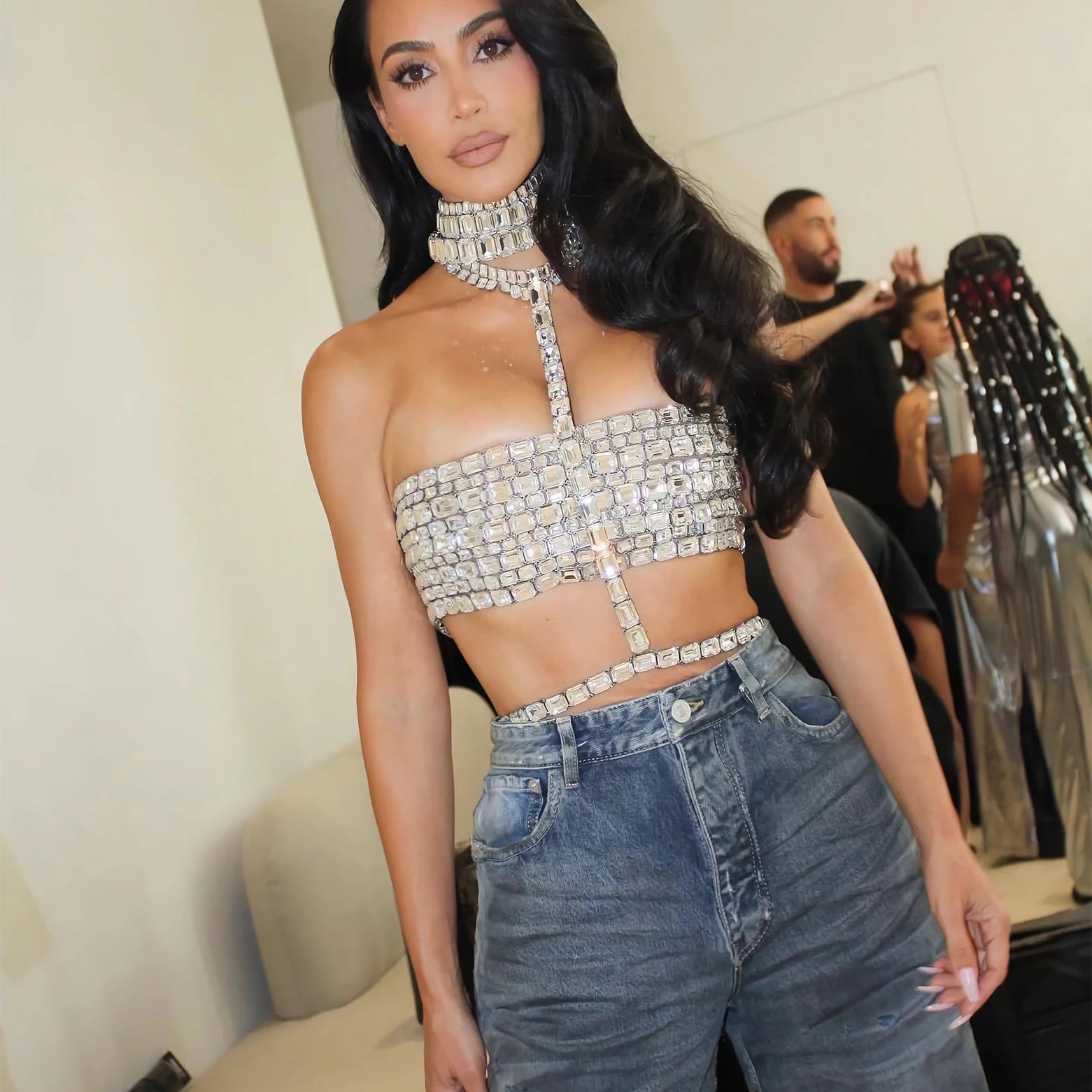 Sexy Shimmer Crystal Rhinestone Women Top Tee Sparkle and Style Bandage Tops Elegant A Chic Statement Piece for Party