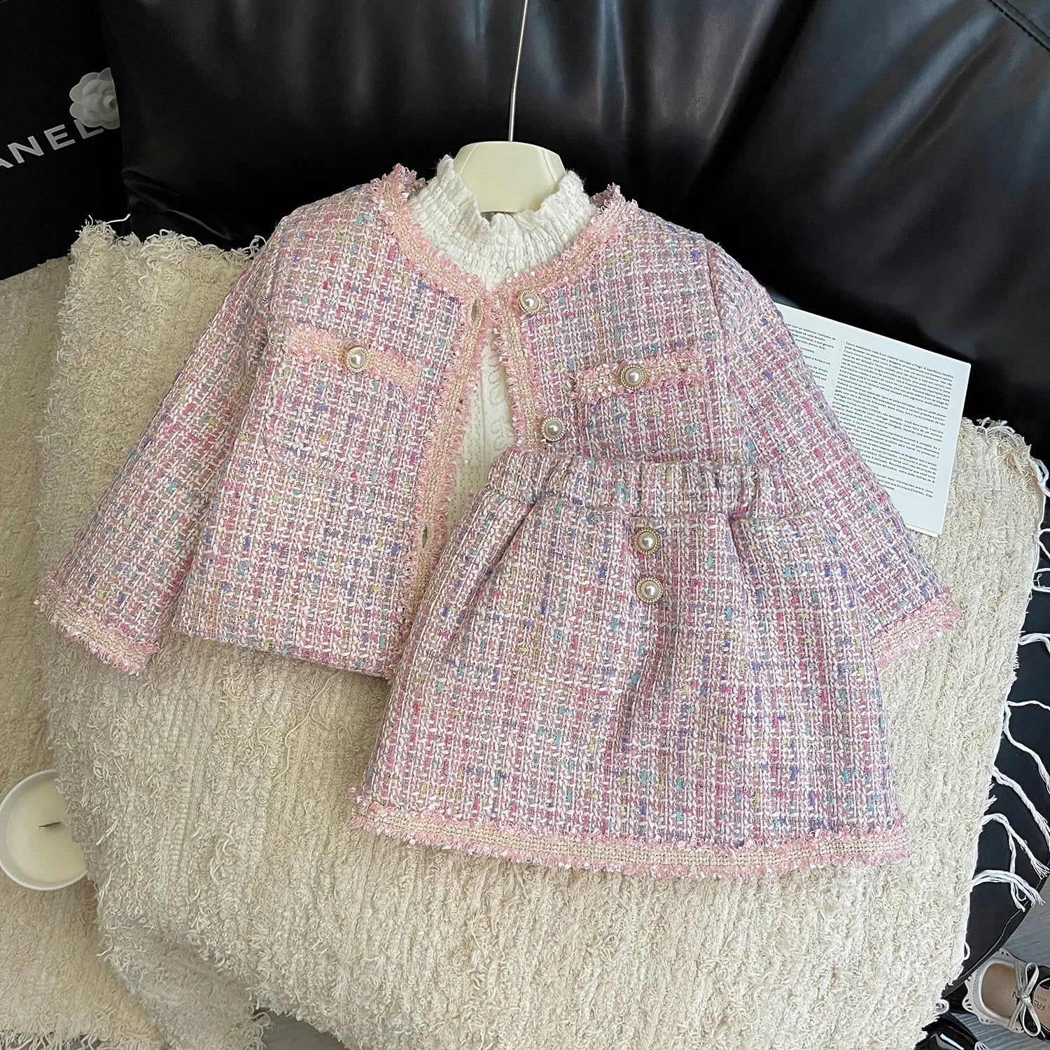 Winter Girls Clothing Set Autumn Fashion Thickening Jacket Tops+Skirt Warm Children Clothing Suits Korean Kids Clothes 2Pcs 2-7Y 2Pcs(without Tshirt)