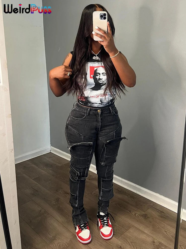 Weird Puss Classic Print Women Tank Tops Sleeveless Pullover Hipsters Hip Hop Streetwear Y2K Causal Basic Wild Comfortable Vest