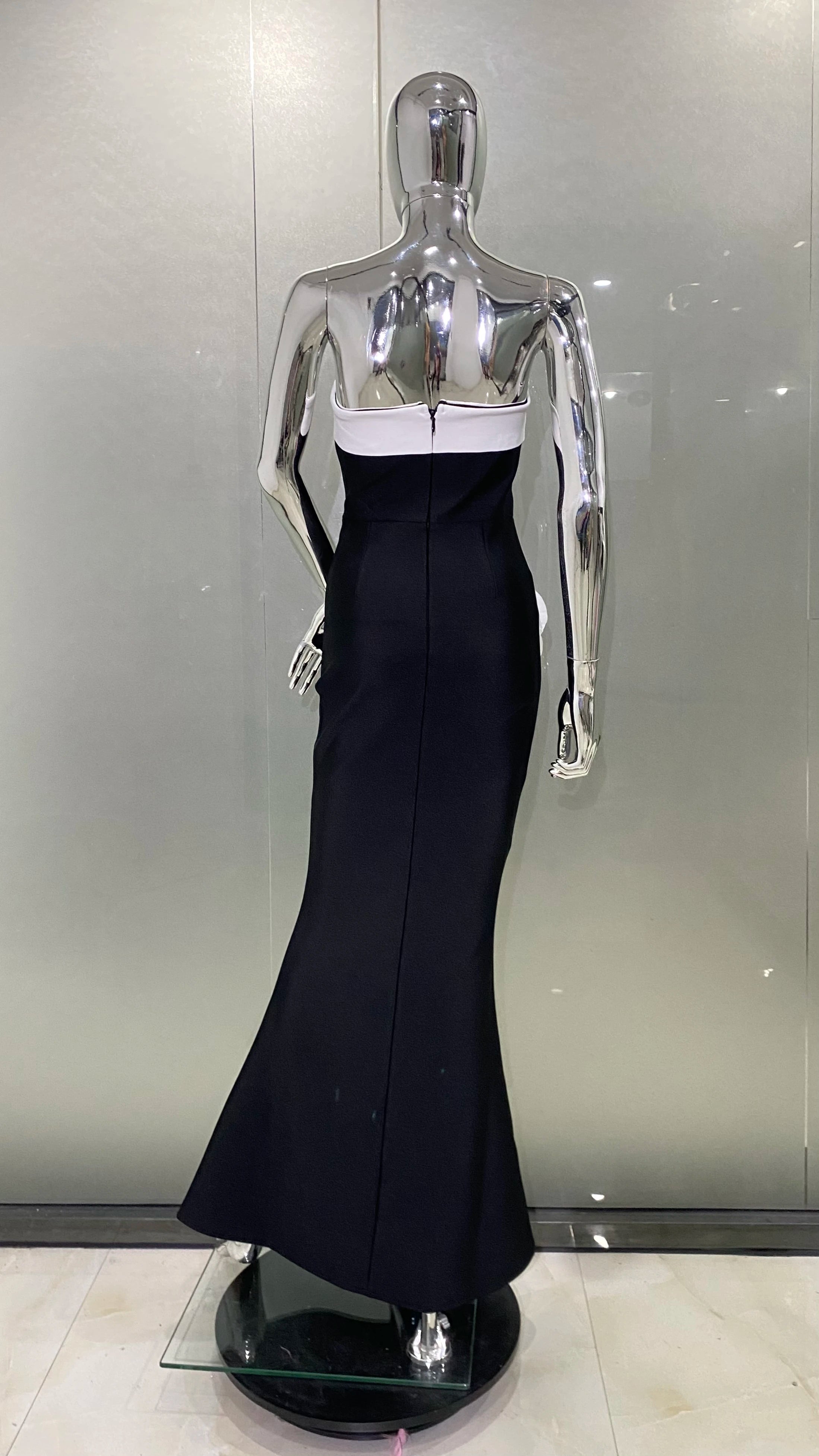 New Arrival Women Sexy Strapless Bodycon Long Bandage Dress White Florals Elegant Evening Party Celebrate Birthday Dress