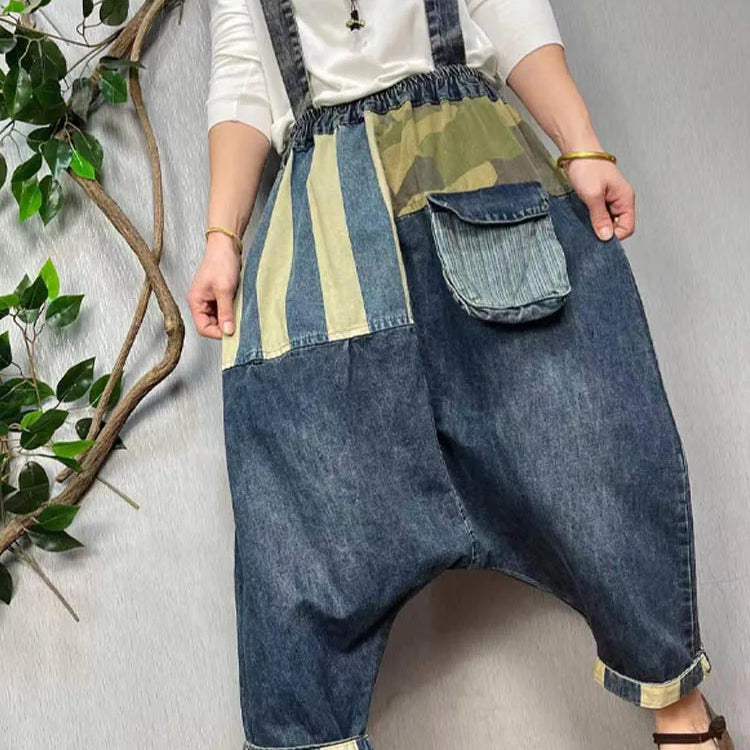 Max LuLu New Spring Women Patchwork Loose Casual Cross Pants European Style Punk Vintage Street Denim Trousers Pocket Jeans