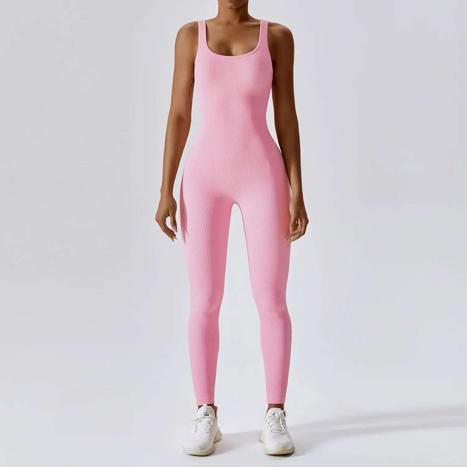 Women's Tracksuit Seamless Yoga Set Yoga Jumpsuits One Piece Workout Rompers Sportswear Gym Set Workout Clothes Women Bodysuit Light Pink CHINA