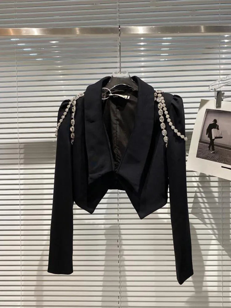 Fashion Trend Versatile Notched Long Sleeve Suit Women's Slim High Waist Skirt Two Pic Set Female