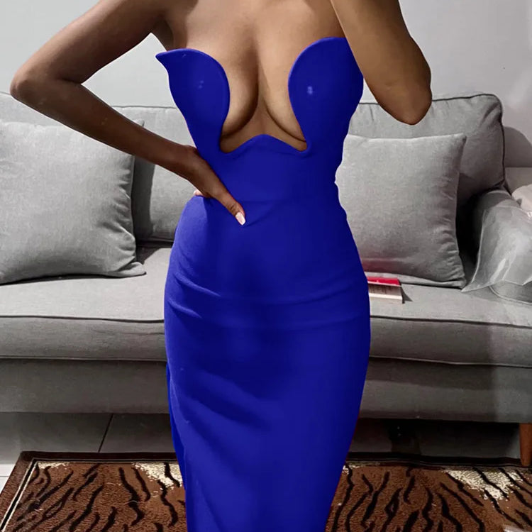 Vestido longo preto longo com alças e fenda, sexy, sem alças, justo, bandagem, elegante, para festa à noite, clube, inverno 2022