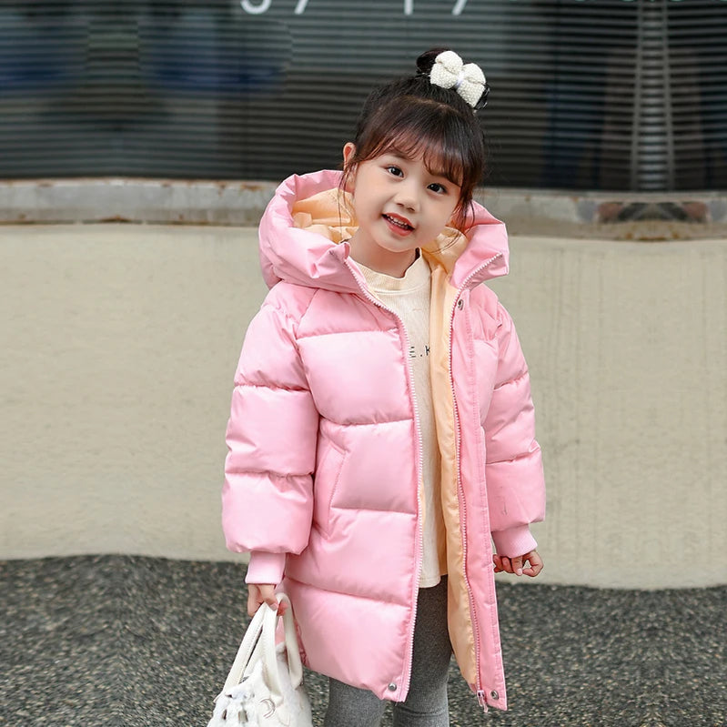 Winter boys girls plus velvet warm hooded jacket 2-9 years old Korean down overcoat thickening fashion children's clothing Photo Color 5