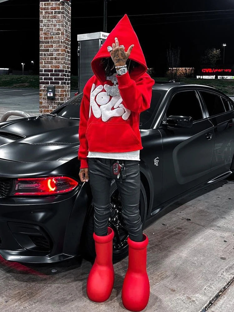 Spring Sweatshirt Woman Hip Hop Tide Alphabet Foaming Hoodie Men's Y2k Harajuku Street Retro Casual Loose Clothing Jackets