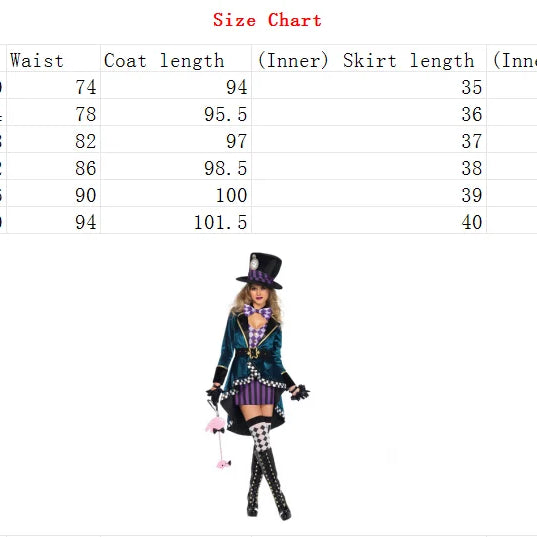 Halloween Alice In Wonderland Clock Mad Hatter Cosplay Costume Sexy Adult Fairy Tale Dress Women Magic Show Tuxedo Fancy Dress