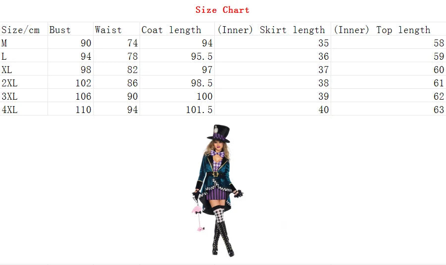 Halloween Alice In Wonderland Clock Mad Hatter Cosplay Costume Sexy Adult Fairy Tale Dress Women Magic Show Tuxedo Fancy Dress
