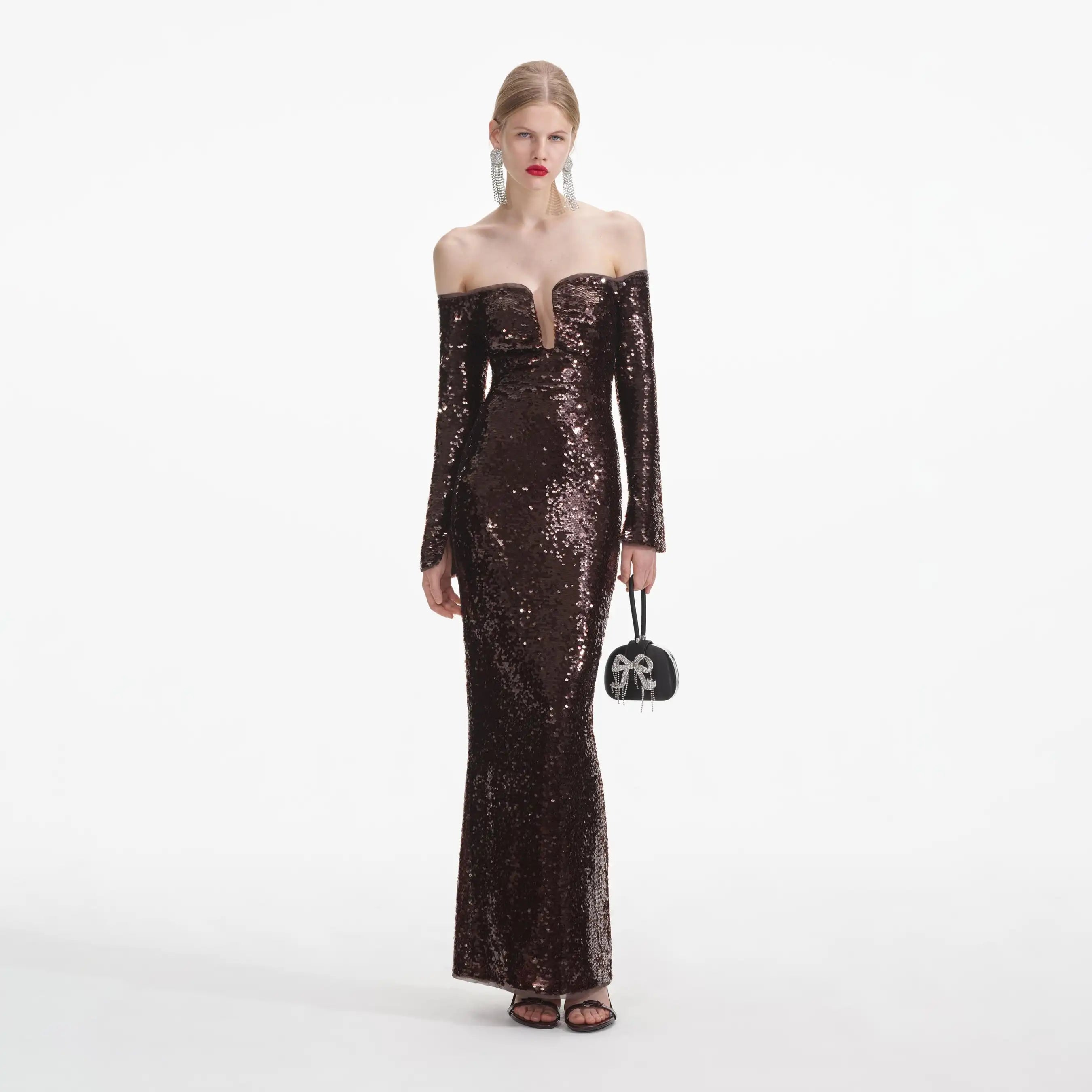 2025 New Shinning Sequins Women Long Sleeve Slash Neck Off the Shoulder Bodycon Long Dress Fashion Celebrate Cocktail Dress