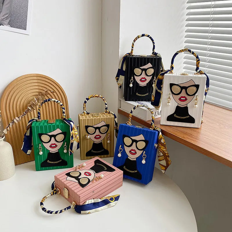 Evening Bags for Women Fashionable Leather Shoulder Bag Woman Hard Hip Hop Party Luxury Designer Handbag