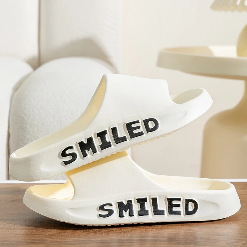 Fashion Concise Summer Couple Non-slip Soft Slides Lithe Comfort Sandals Men Women Casual Slippers Ladies' Home Flip Flops WHITE