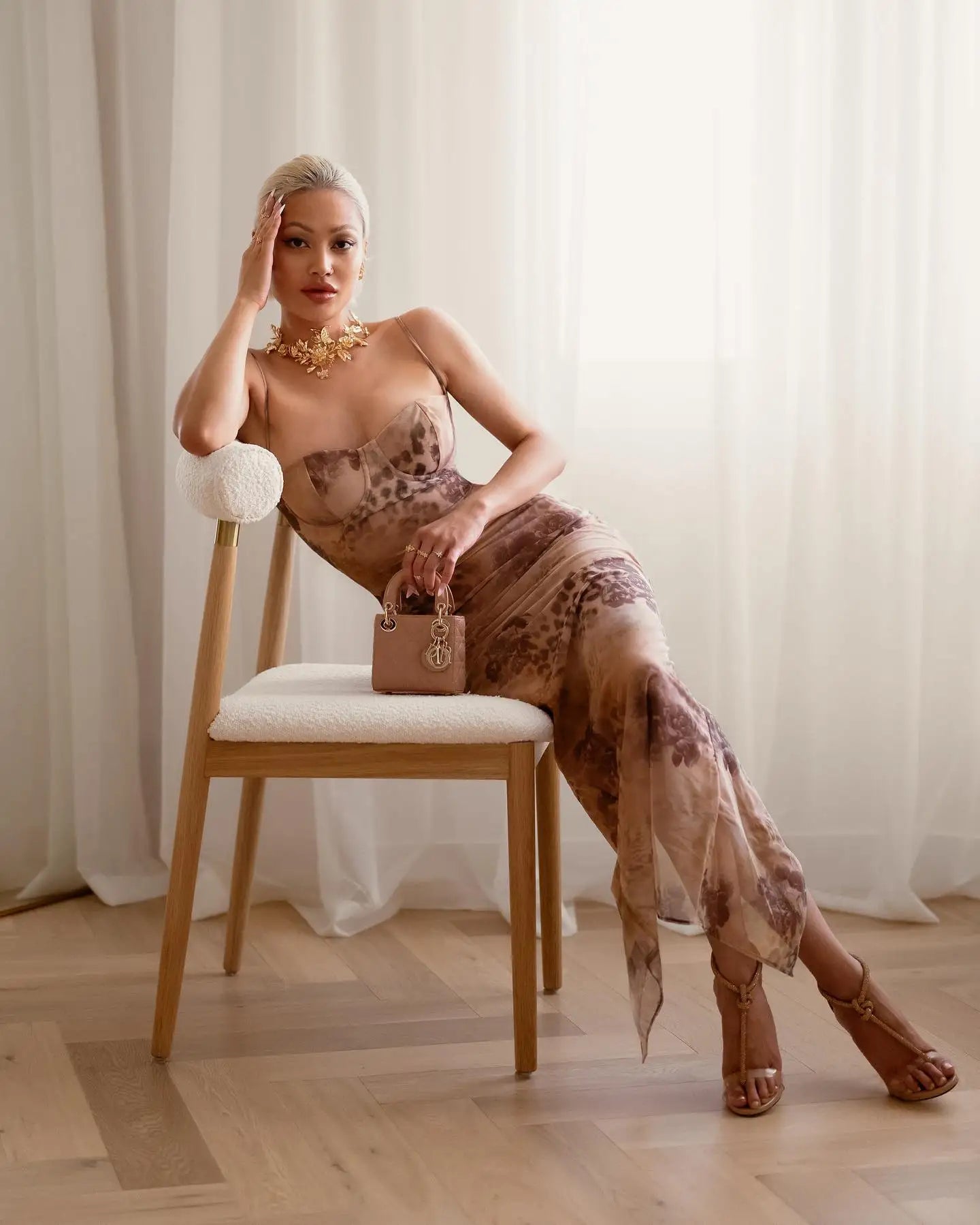 Mesh Print Long Dress with Chest Padded Sexy Back Lace Up Vacays Party Going Out Outfits Summer Dress Women