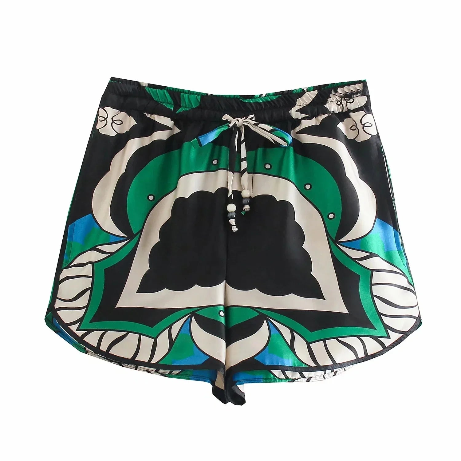 Foridol Oversized Green Print Boho Women Shorts Sets Shirts Shorts Pants Three Pieces Fashion Suits Matching Sets Summer Shorts