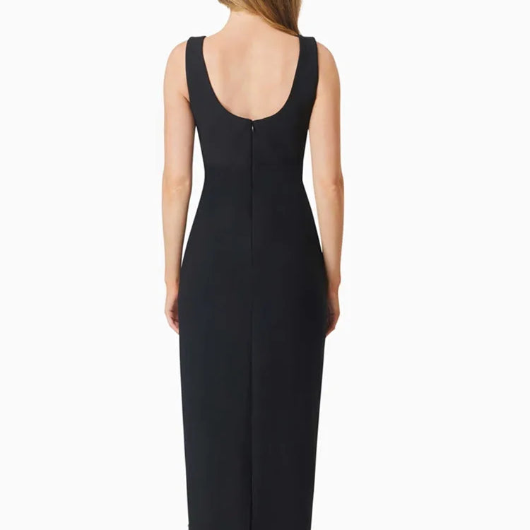 Women Celebrity Sexy Tank Sleeveless Diamonds Black Ankle Length Bodycon Bandage Dress 2025 Elegant Evening Club Party Outfit