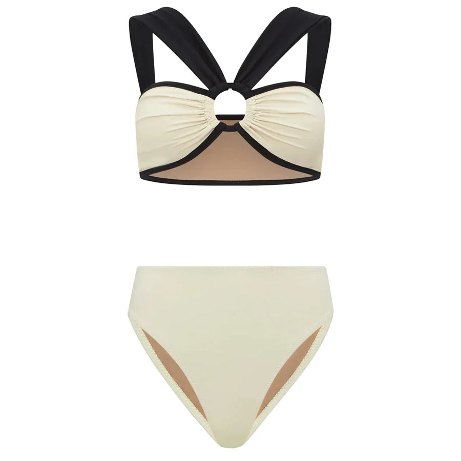 Milky White One-piece Swimwear Design Cut-out Stylish Elegant Swimsuit Body Fit Summer Vacation Seaside Swimsuit And Cover Up Sky blue