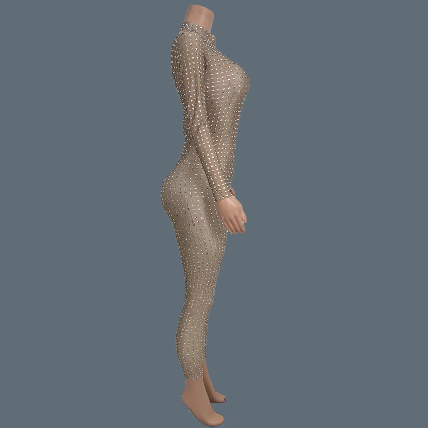 Sparkly Full Rhinestone Spandex High-end Jumpsuit Women Sexy Nightclub Party gig Dance Performance Tight Fitting Outfit Paiduiku