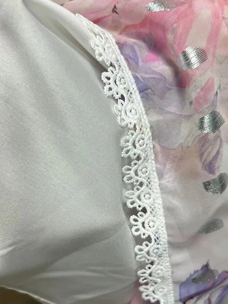 Conjunto colorido de duas peças para mulheres, gola redonda, manga comprida, top, cintura alta, mini saias, conjunto de malha para o verão, roupas femininas 2024