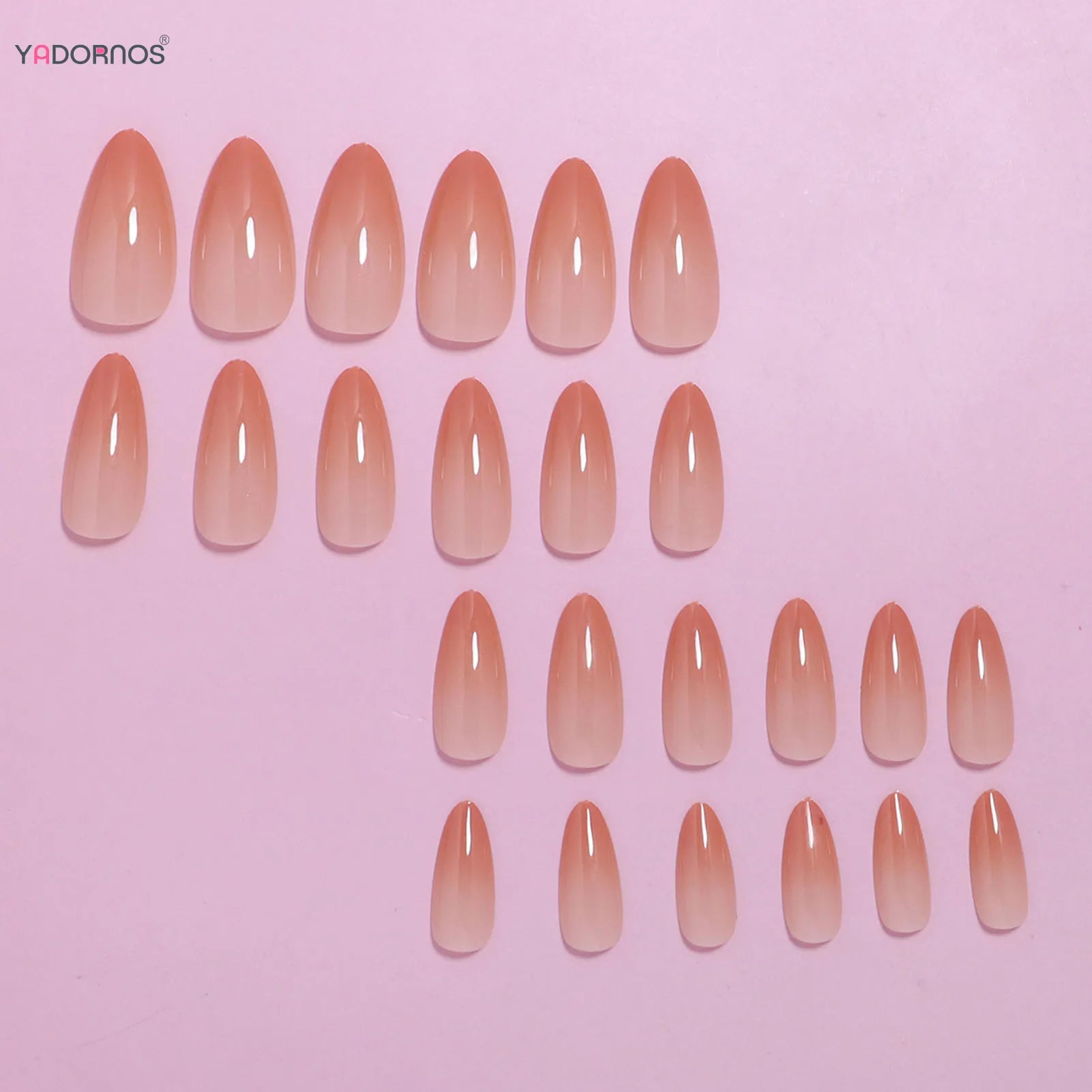 Gradient Orange Color Fake Nails Gentle Women Almond Press On Nails Minimalist Charm Manicure 24Pcs Stick-on False Nails Art