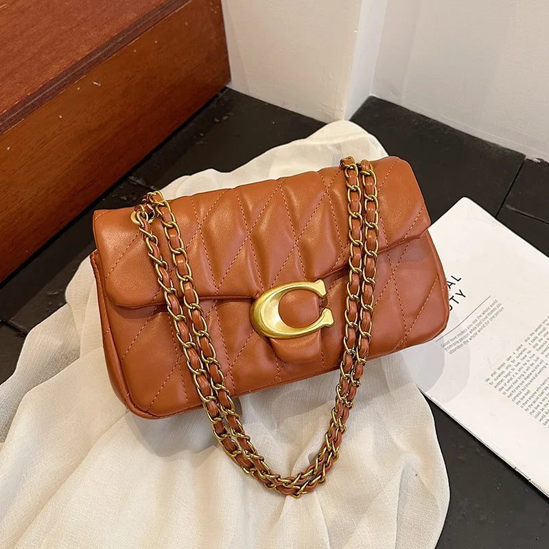 2025 Women's Quilted Crossbody Bag, Luxury Chain Strap Mini Bag, Diamond Pattern Shoulder Purse, Fashionable Elegant Clutch