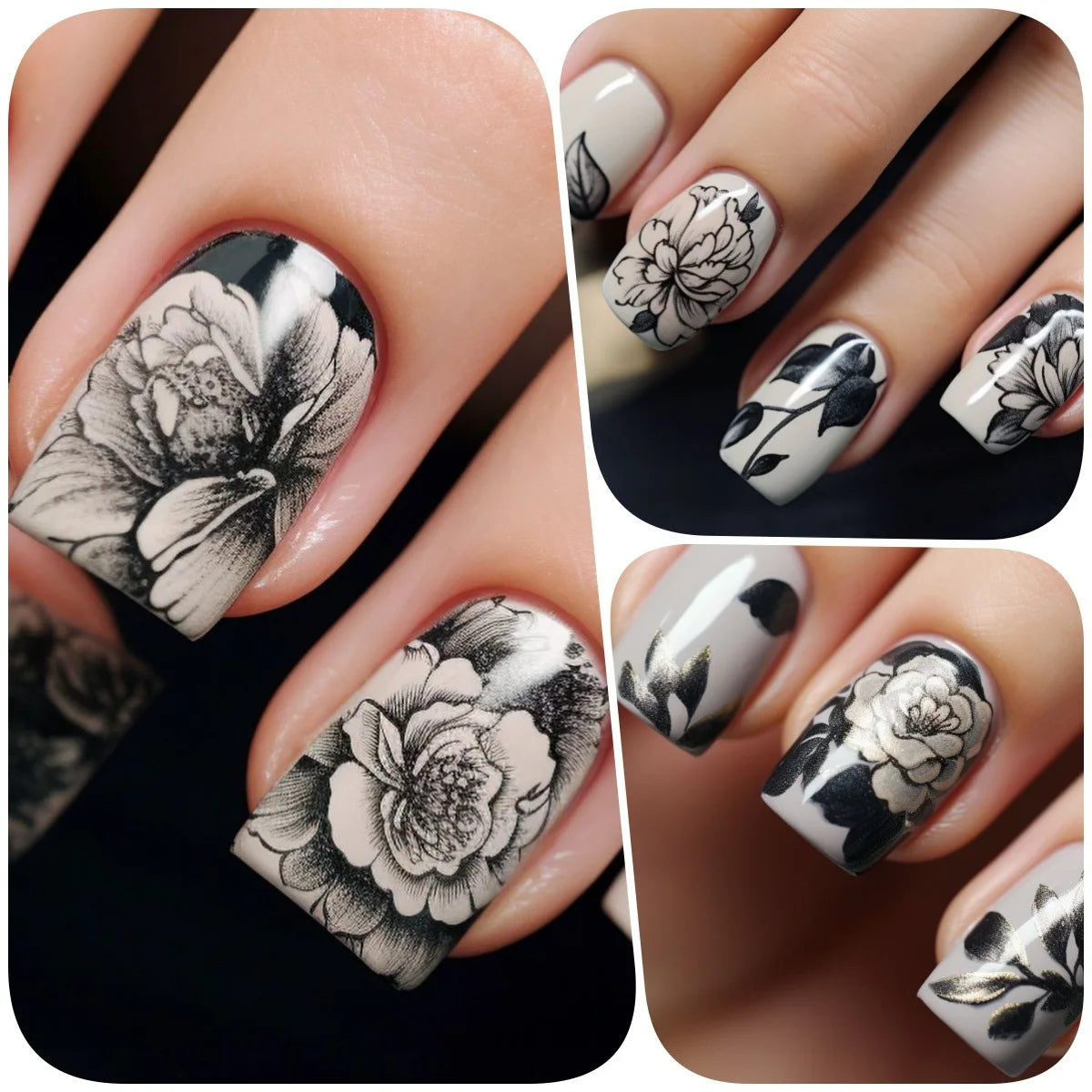 24pcs/set short medium long fake nails for Spring summer season gradient peach flowers butterfly heart press on false nail art