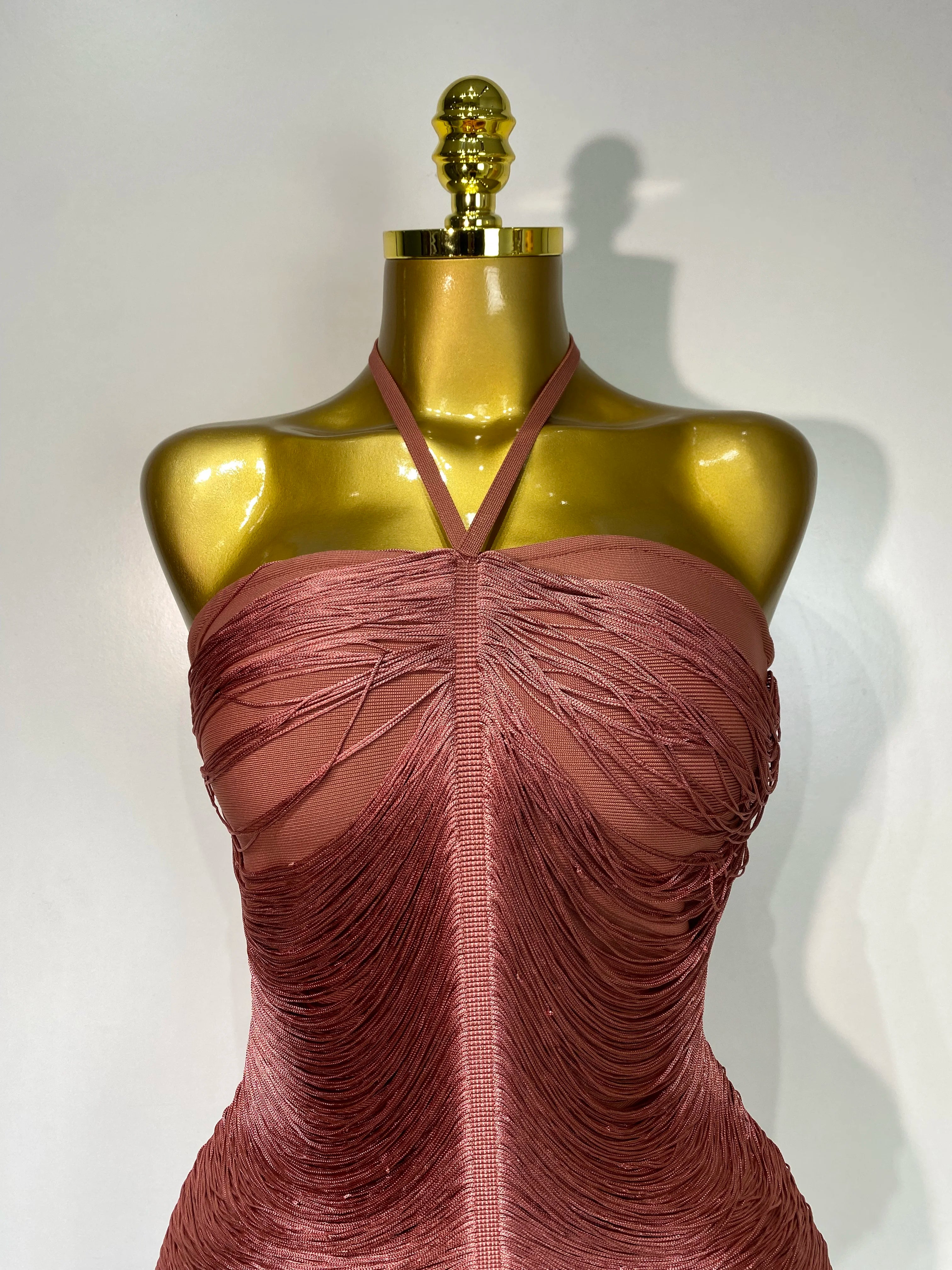 Women Sexy Celebrity Backless Halter Tassel Bodycon Bandage Dress 2025 Elegant Celebirty Evening Party Luxury Birthday Dress