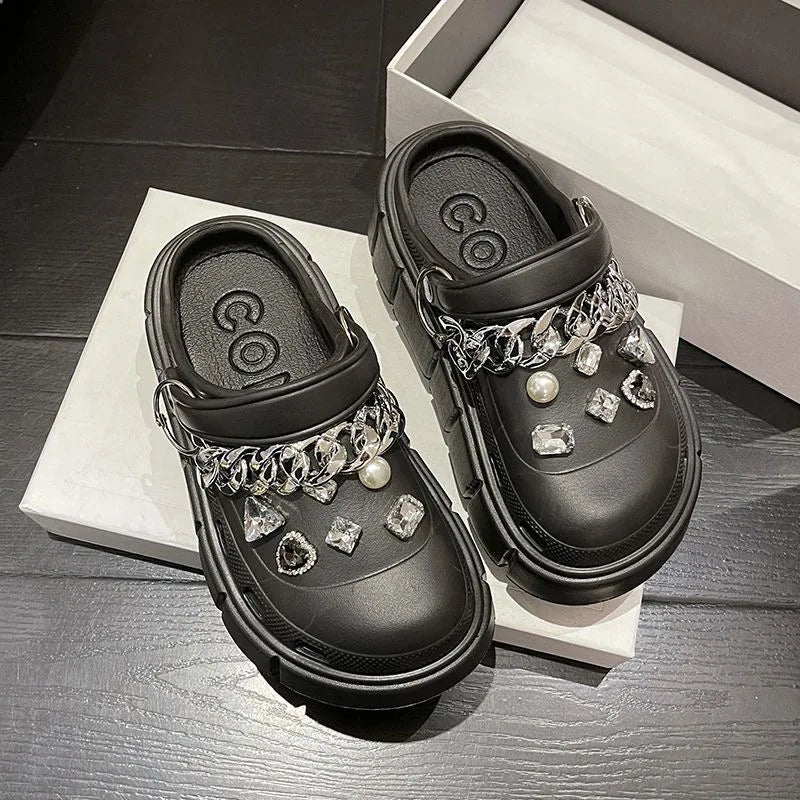 Platform Slippers Summer Women's Sandals 6cm Wedges Ladies Outdoor Clogs Thick Street Beach Slides Girls Flip Flops Garden Shoes black DIYchainzuan