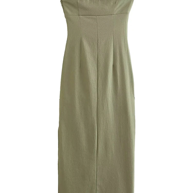 Fashion Dress Summer Women Midi Chic Ruched Elegant Tube Top Tight Holiday Dress Street Comfortable Solid Women Dresses