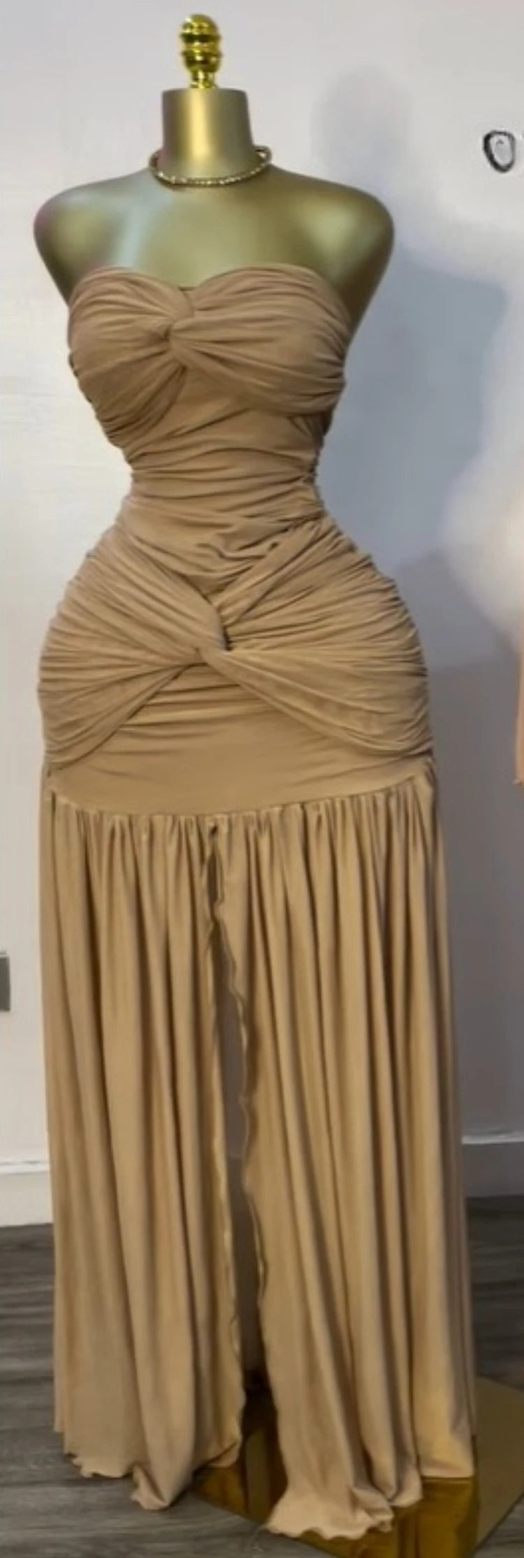 CM.YAYA Women Stacked Ruched Draped High Split Pleated Maxi Long Bodycon Dress 2025 Holiday Birthday Club Party Evening Dresses