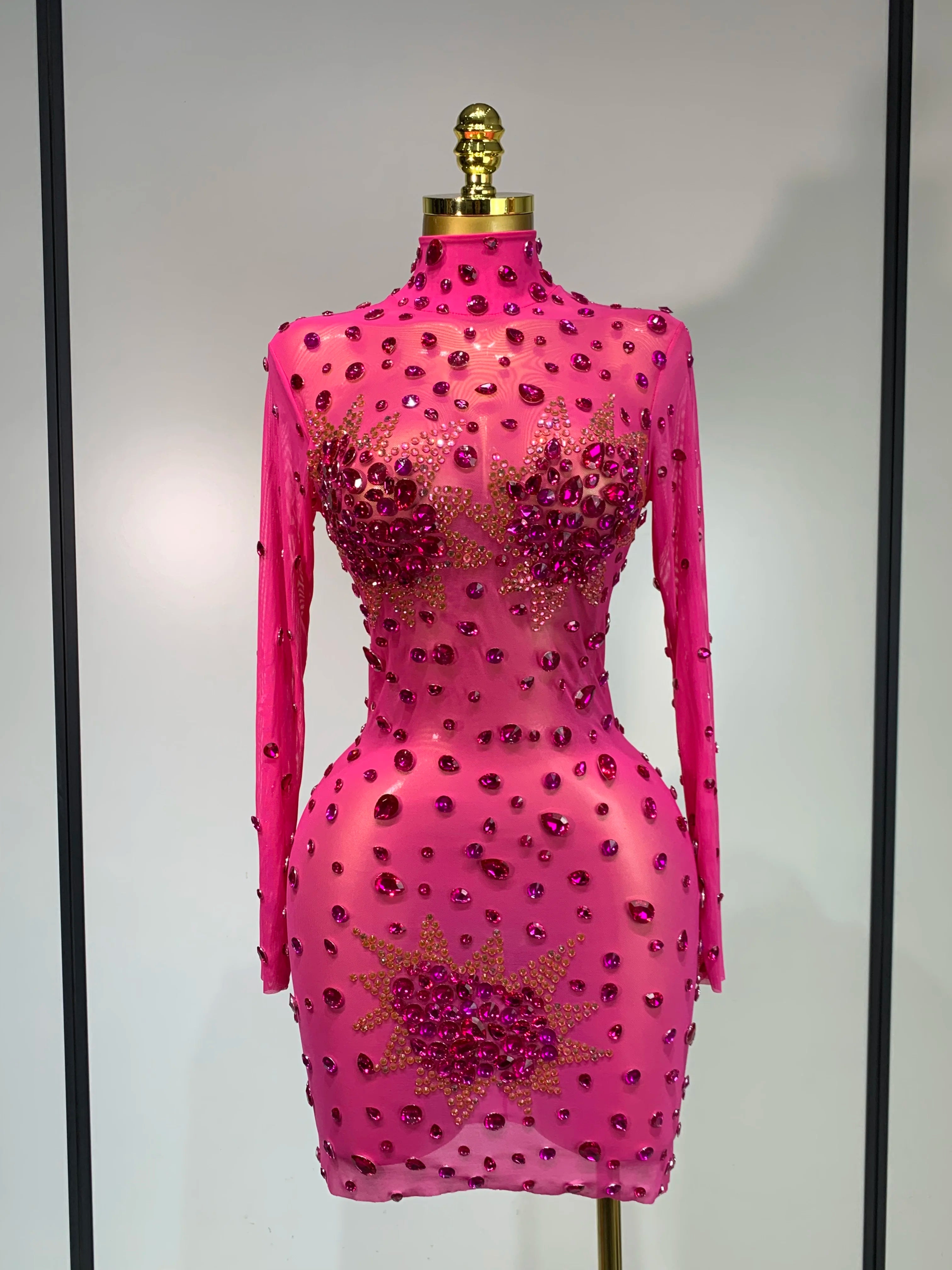 High Quality Sparkly Rhinestone Sexy Bodycon Dress 2025 New Fashion Nightclub Stage Outfit Luxury Birthday Party Dresses