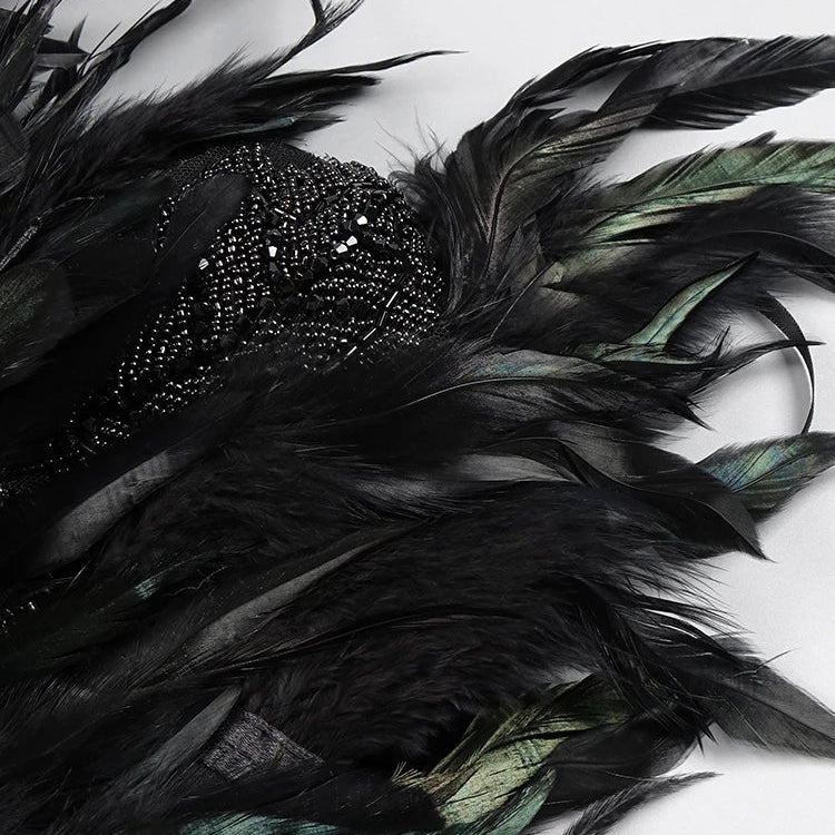 VC Women'S Luxury Party Dress Black Feather Design Strapless Prom Short Formal Occasions Dance Dress Summer New