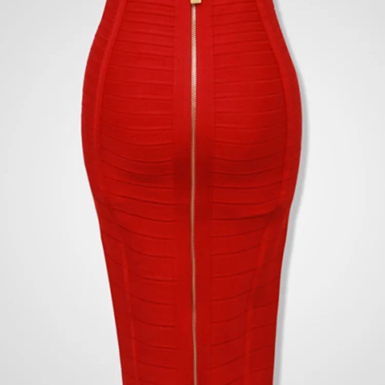13 Colors Plus Size XL XXL 58cm Women Sexy Zipper Black Blue Orange Red Rayon Bandage Skirt Designer A Line Skirt Faldas