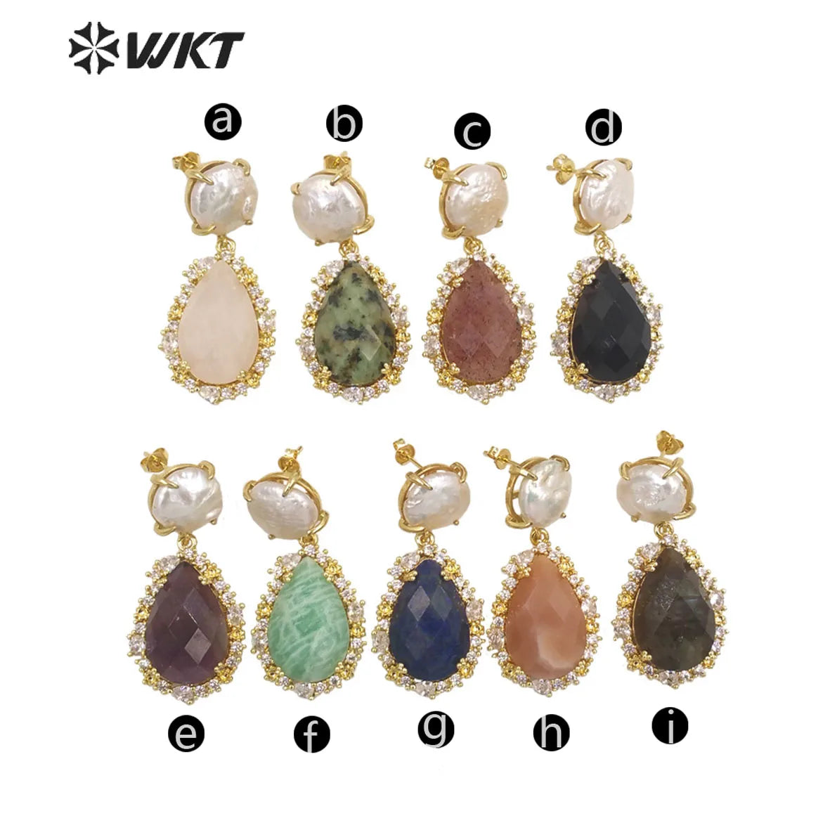 WKT-E698 WKT 2022 Elegant gift earrings new style gemstone gold-plated Earrings Retro party accessories jewelry trend new