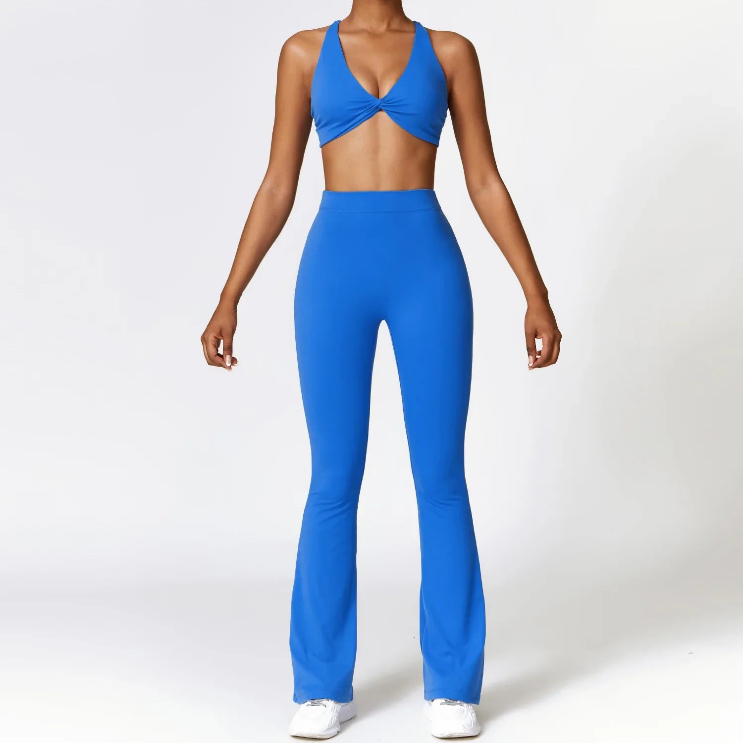Yoga Set 2 Pieces Gym Set Workout Clothes for Women Seamless High Waist Leggings Sports Bra Suit Female Clothing Women Tracksuit Water Pen Blue CHINA