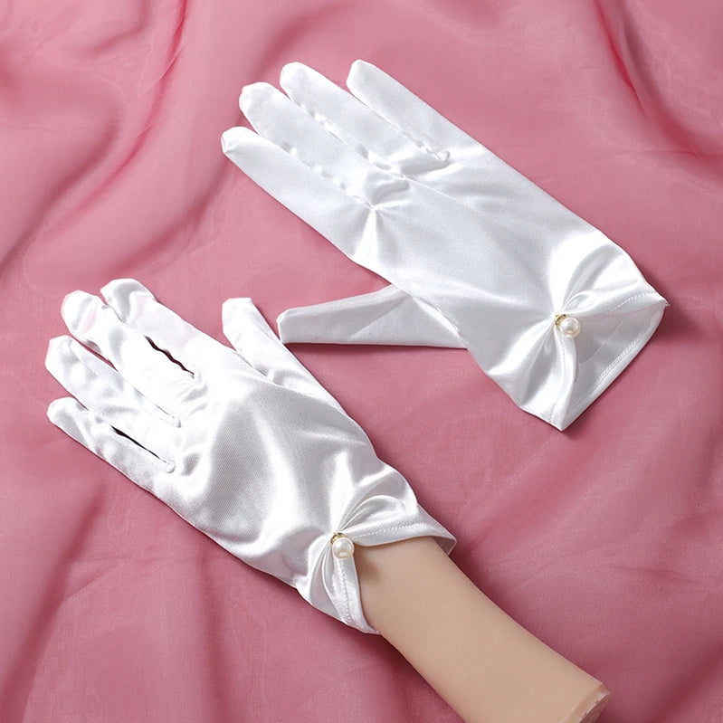 New Original Vintage Gloves Hepburn Black Satin Thin Bowknot Stage Banquet Bride Accessories ST-0002-A