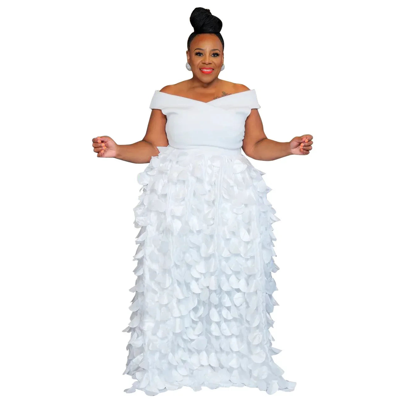 CM.YAYA Plus Size Women Short Sleeve Slash Neck Big Swing Loose Smock Maxi Dress 2024 Fall Party Evening Long Dresses
