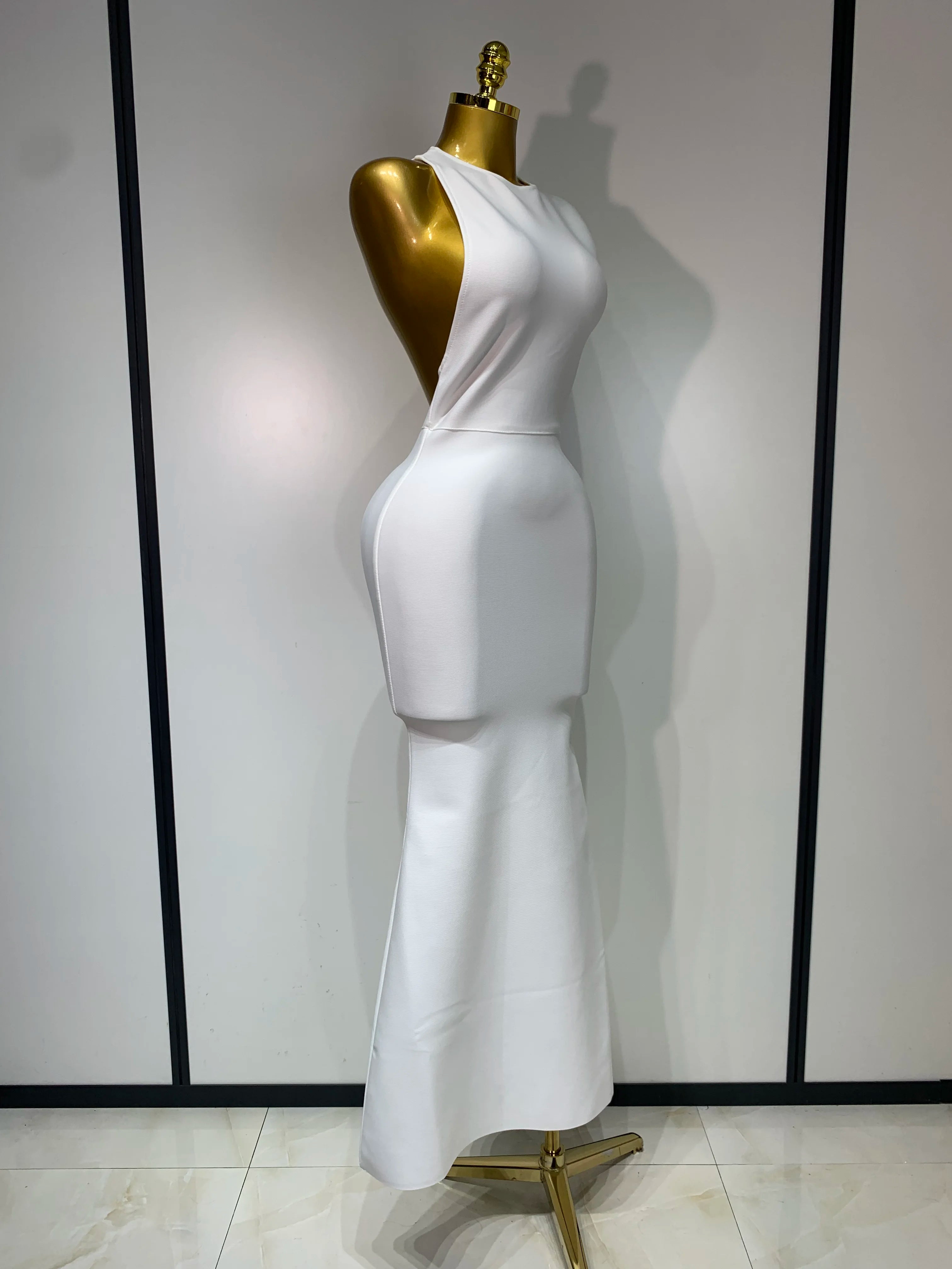 Women Sexy Sleeveless Backless Design Bodycon Bandage Dress 2025 Celebrity Elegant Evening Club Party Luxury Birthday Dresses