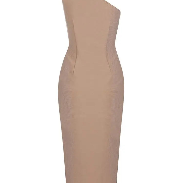 Striped One Shoulder Bandage Dress for New Year 2022 Women Yellow Bandage Dress Bodycon Sexy Party Dresses Evening Club Outfits