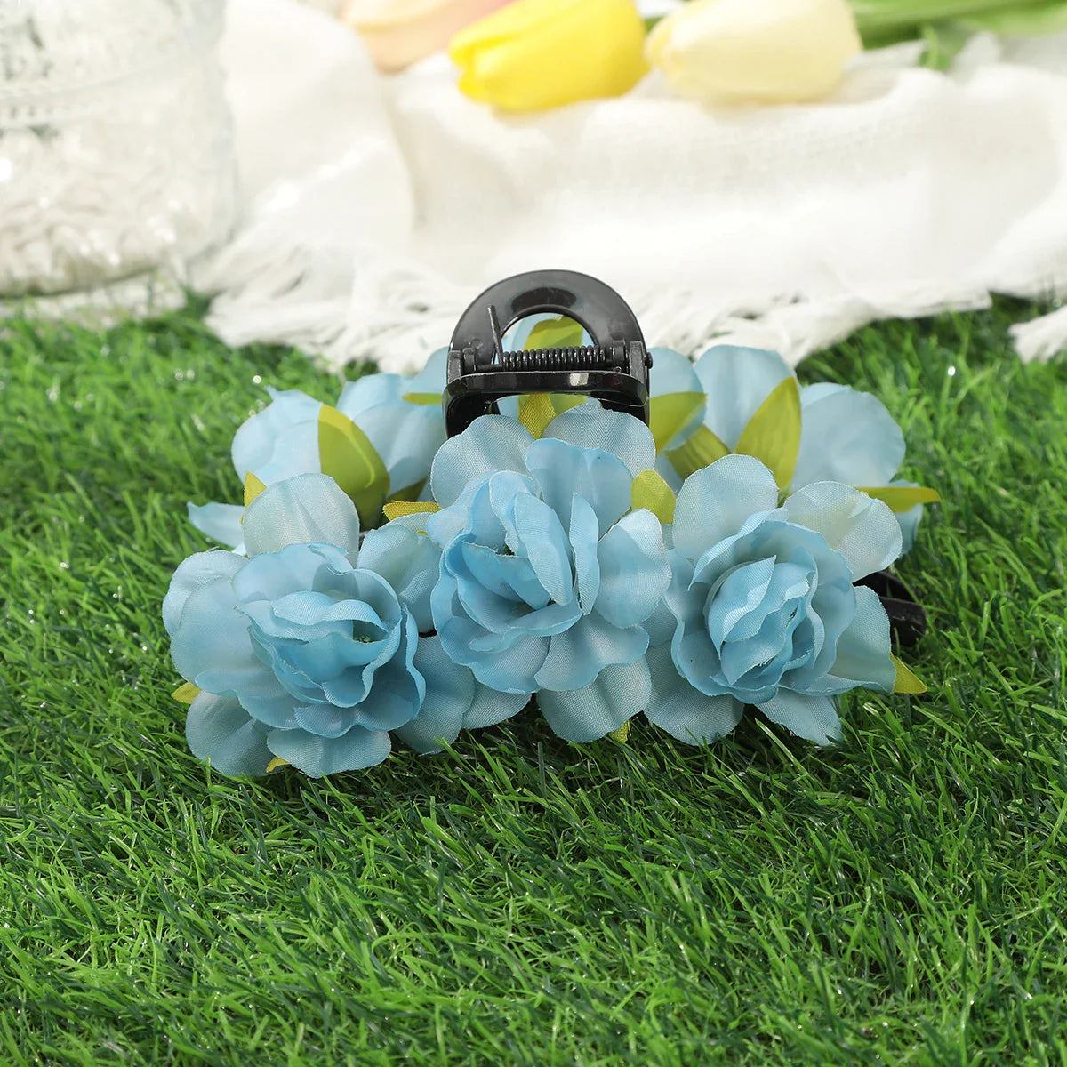 Haimeikang Large Size Flower Hair Clip Claws Hair Crab For Thick Hair Barrettes Hairpins Women Summer Fashion Hair Accessories CB5315B13CM