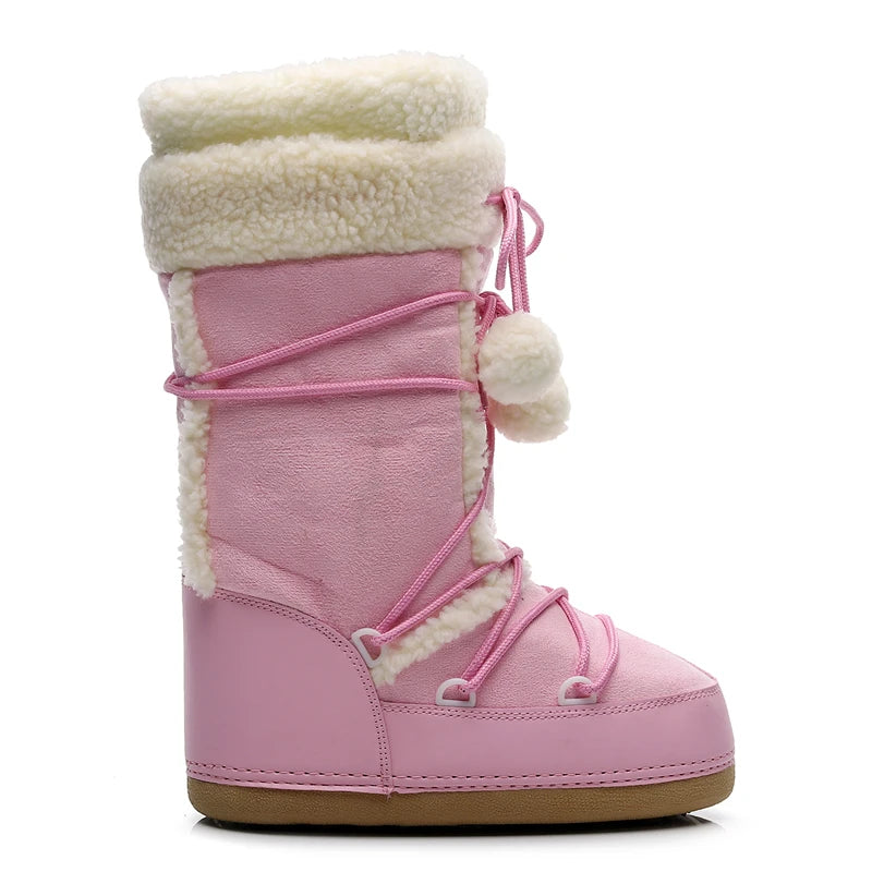 Women's Winter Boots 2023 Women Snow Boots Cold-proof Warm Mid-calf Pink Space Boots Slip-resistant Cotton Woman Winter Shoes