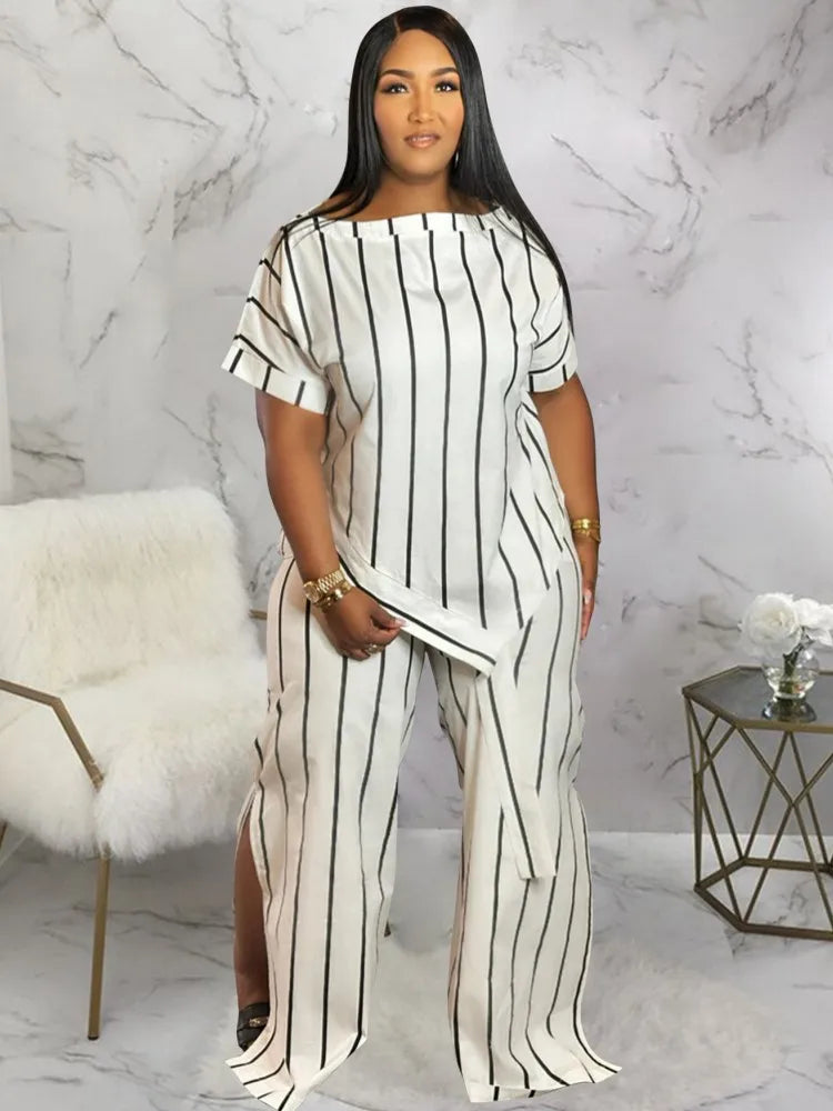 2 Piece Women Sets 2025 New Arrival Plus Size Summer Autumn Matching Sets Print Two Pieces Sets Top Pants Suits Outfits Clothing