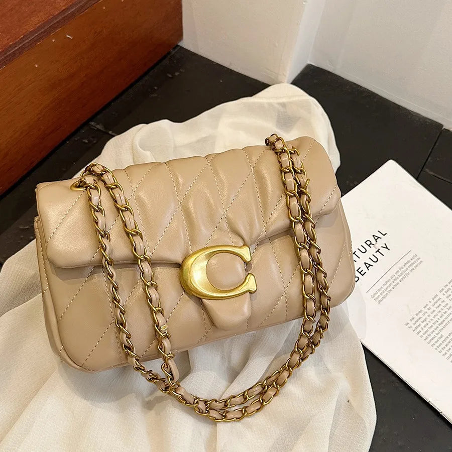 2025 Women's Quilted Crossbody Bag, Luxury Chain Strap Mini Bag, Diamond Pattern Shoulder Purse, Fashionable Elegant Clutch