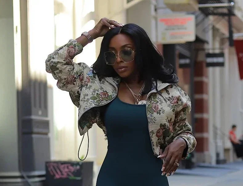 CM.YAYA Washed Denim Women's Set Full Sleeve Floral Jacket and Pockets Cargo Jeans Pants Suit 2024 Street Two 2 Piece Set Outfit Top