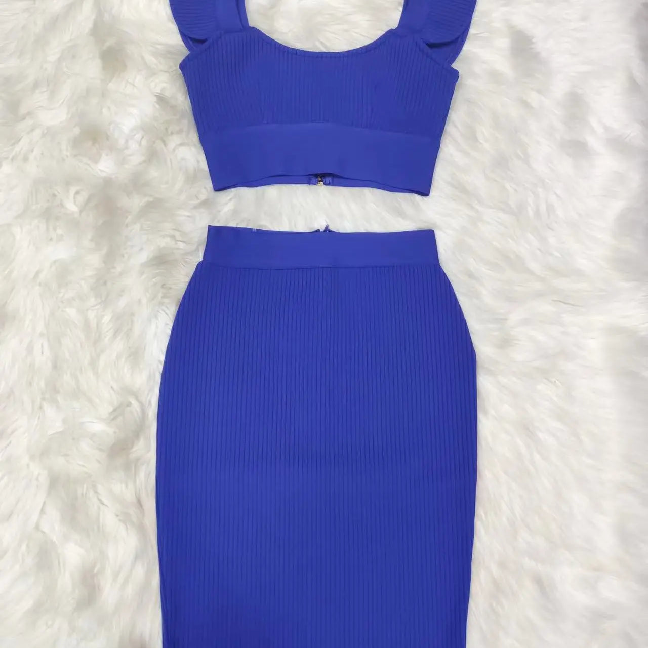 7 Colors Summer Style Women Sexy 2 Pieces Bodycon Mini Dress Nightclub Celebrate Party Fashion Dress Bandage Birthday Dress Blue