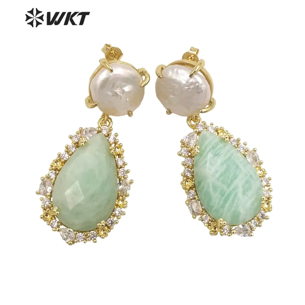WKT-E698 WKT 2022 Elegant gift earrings new style gemstone gold-plated Earrings Retro party accessories jewelry trend new Amazon